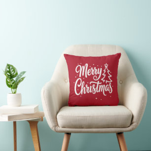 Cute Merry Christmas Holiday Throw Pillow