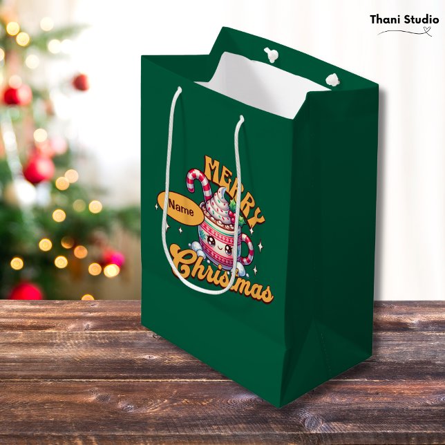 Cute Merry Christmas Hot Chocolate Mug Family Medium Gift Bag (Creator Uploaded)