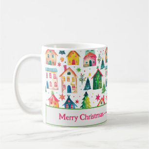 Cute Merry Christmas Houses Mug