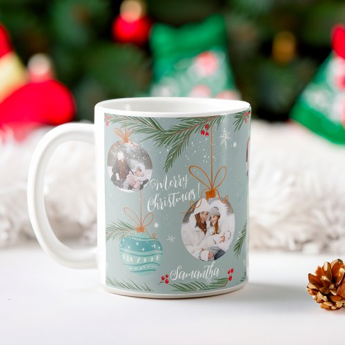 Cute merry Christmas illustration name 2 photos Coffee Mug