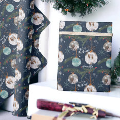 Cute Merry Christmas Illustration Name 2 Photos Wrapping Paper at Zazzle