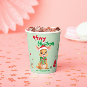 Cute merry Christmas Kangaroo Santa Scarf holiday  Paper Cups
