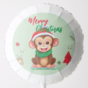 Cute merry Christmas monkey Santa Scarf holiday Balloon