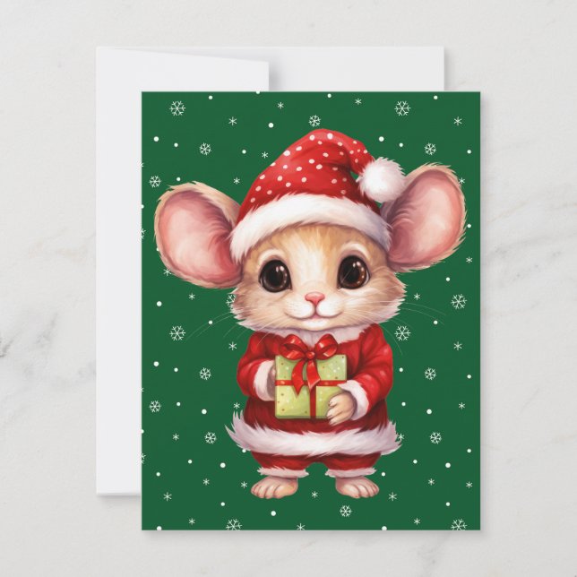 Cute Merry Christmas Mouse Card (Front)