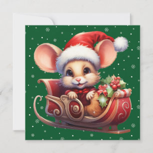 Cute Merry Christmas Mouse Card