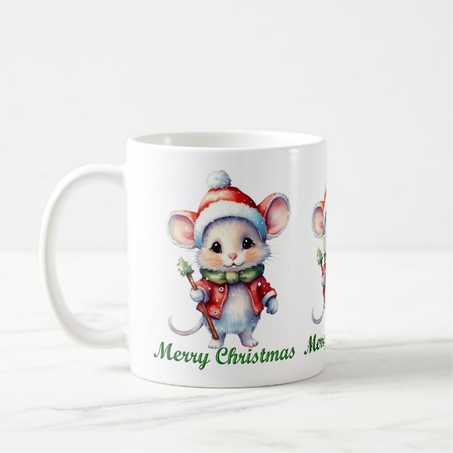 Cute Merry Christmas Mouse Mug (Left)