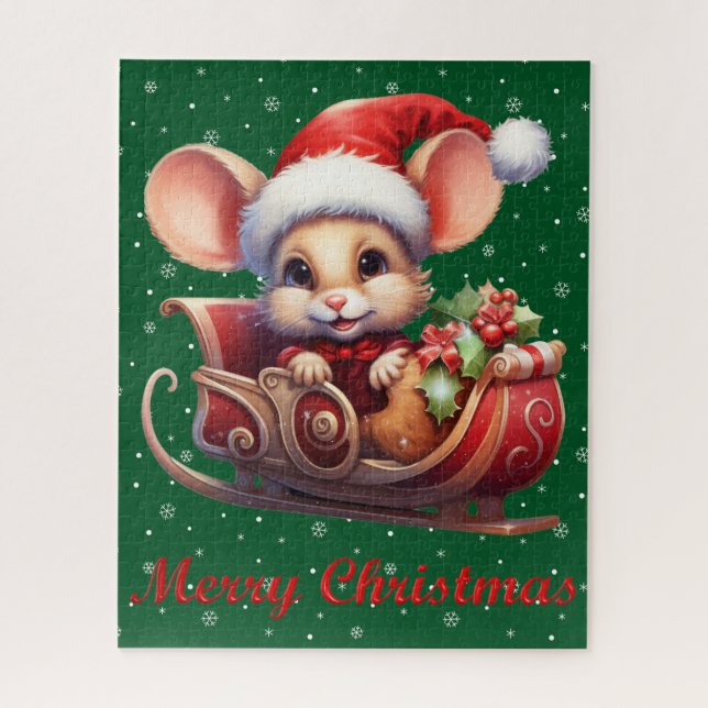 Cute Merry Christmas Mouse Puzzle (Vertical)