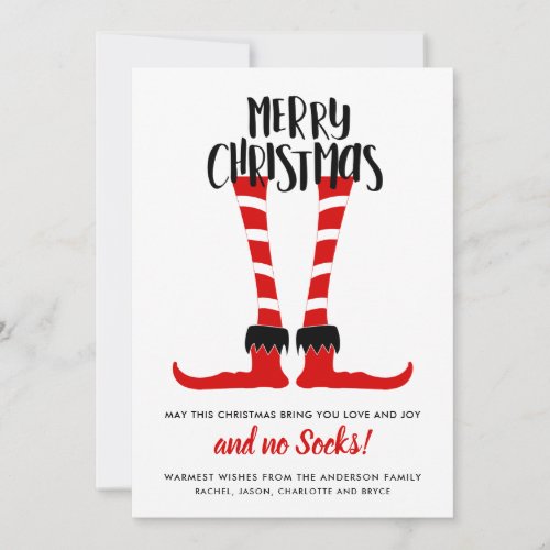 Cute Merry Christmas No Socks Holiday Card