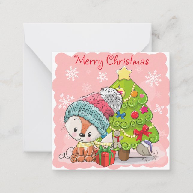 Cute Merry Christmas Note Card (Front)