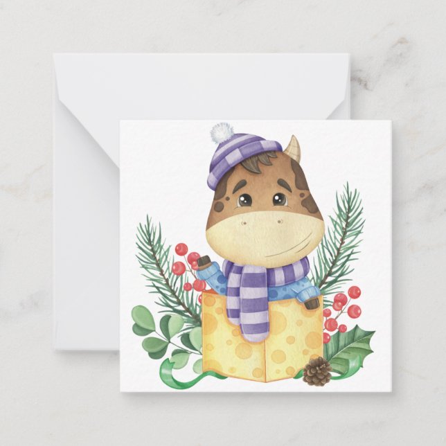 Cute Merry Christmas Note Card (Front)