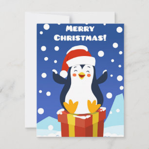 Cute Merry Christmas Penguin Holiday Card