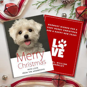 Cute Merry Christmas Pet Photo Holiday Card