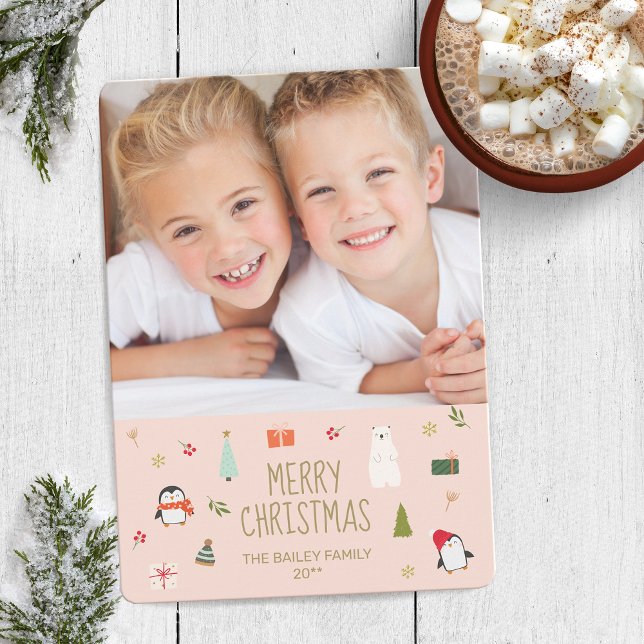 Cute Merry Christmas Photo Card One Picture (Creator Uploaded)