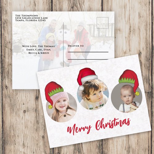 Cute Merry Christmas Photo Collate Santa   Holiday Postcard