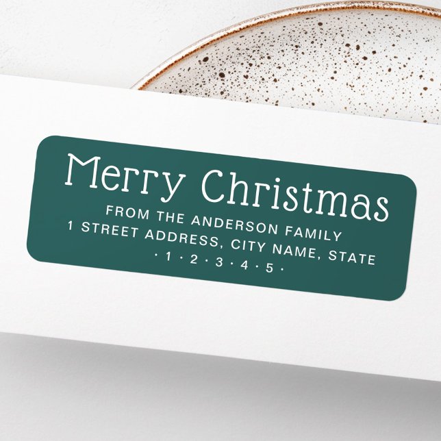 Cute Merry Christmas pine green return address Label (Cute Merry Christmas pine green return address Label)