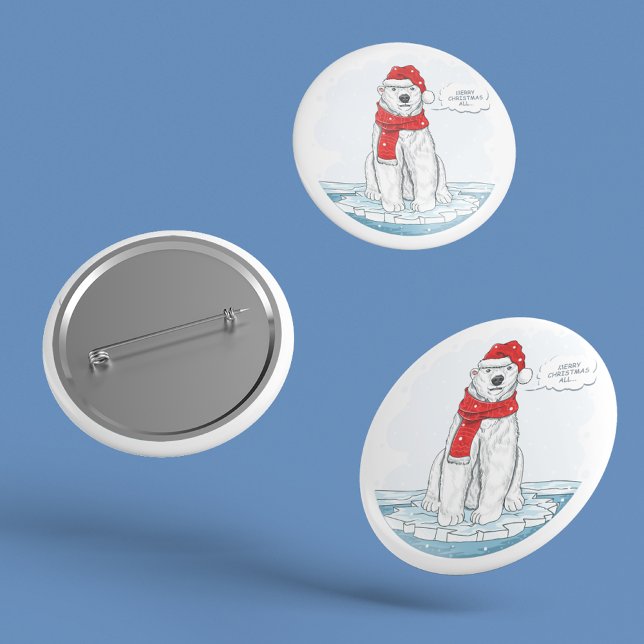 Cute Merry Christmas Polar Bear Button (Creator Uploaded)