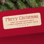 Cute Merry Christmas red Kraft look return address Label<br><div class="desc">Christmas return address labels with red text "Merry Christmas" in a cute display font and your return address below on a printed image Kraft paper look background.</div>