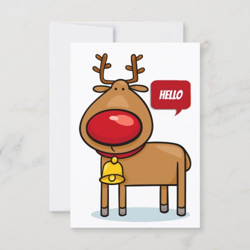 Cute Merry Christmas Reindeer Flat Card 