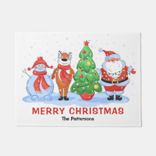 Cute Merry Christmas Santa Cartoon Personalized Doormat