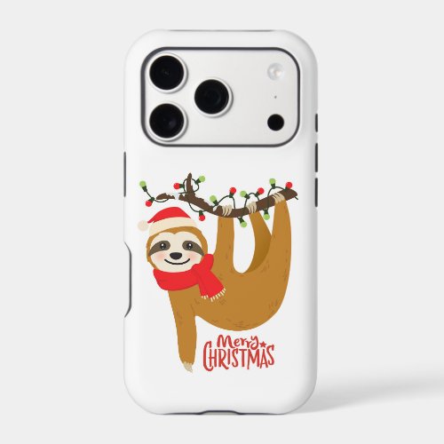 Cute Merry Christmas Santa Sloth iPhone 17 Pro Case