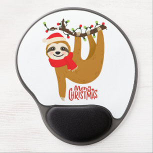 Cute Merry Christmas Santa Sloth Gel Mouse Pad