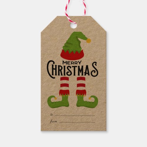 Cute Merry Christmas Santas Elf Gift Tags