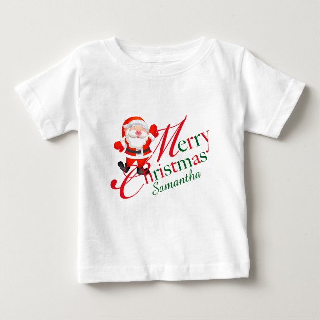 Cute Merry Christmas Signature Name Santa Baby T-Shirt