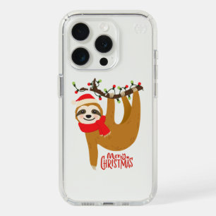 Cute Merry Christmas Sloth Santa Hat iPhone 15 Pro Case