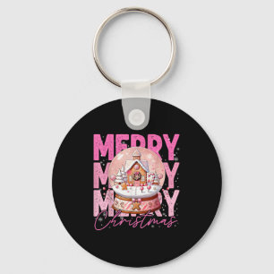 Cute Merry Christmas Snow Globe Nk Gingerbread Hou Keychain