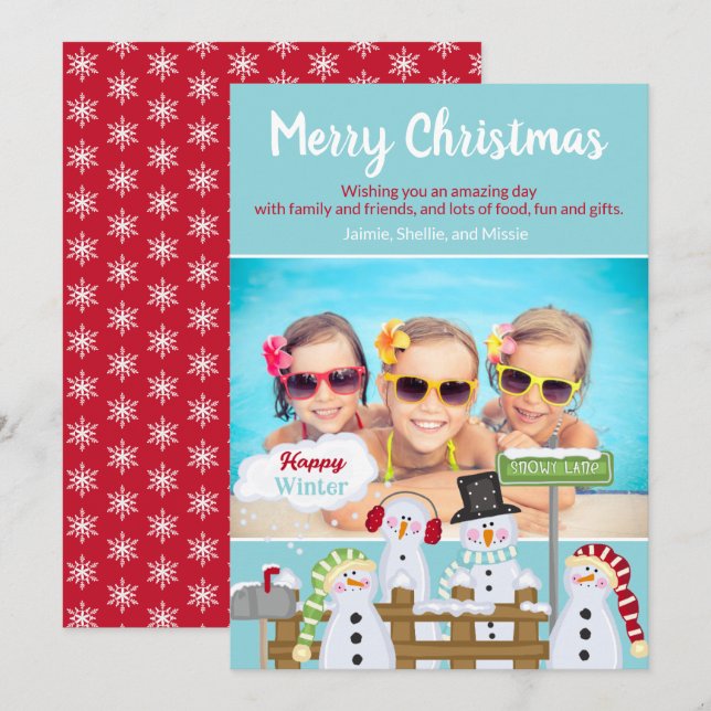 Cute Merry Christmas Snowman From Kids to Kids Invitation (Front/Back)