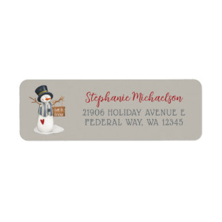Cute Merry Christmas Snowman Let It Snow Return Label