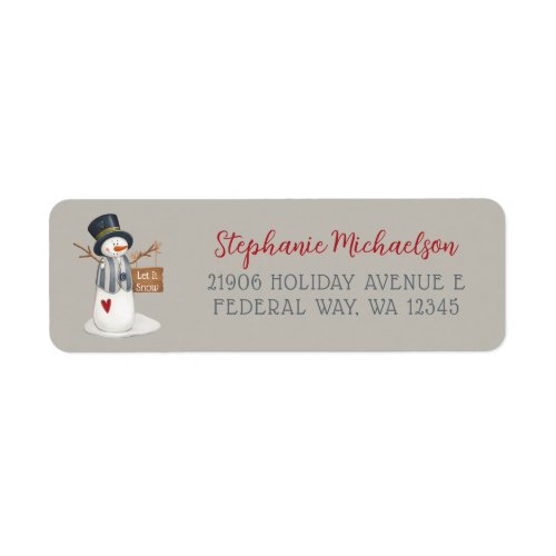 Cute Merry Christmas Snowman Let It Snow Return Label