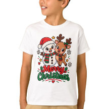 Cute Merry Christmas Snowman Reindeer Holiday