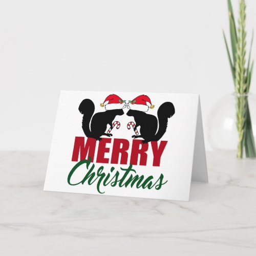 Cute Merry Christmas Squirrel Holiday Card