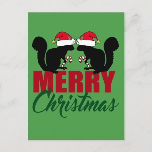 Cute Merry Christmas Squirrel Holiday Postcard
