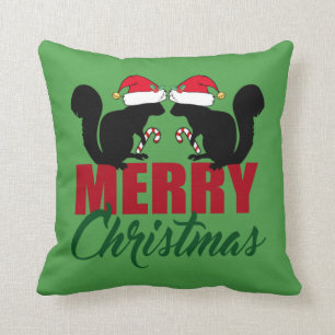 Cute Merry Christmas Squirrel Throw Pillow