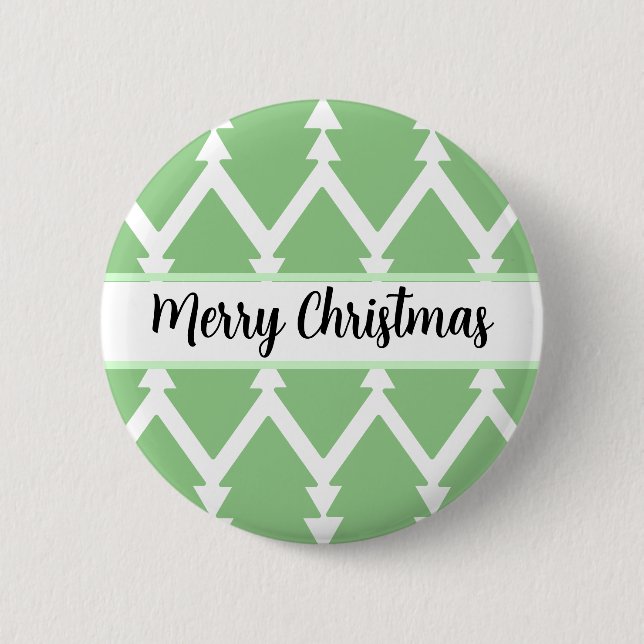Cute Merry Christmas Tree Design Light Green` Button (Front)