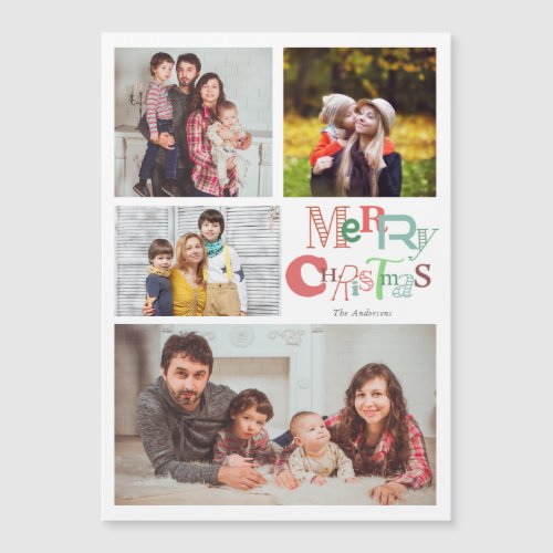 cute merry christmas typography 4 photo collage