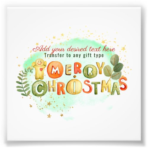 Cute Merry Christmas Typography For Cards and Gift Photo Print