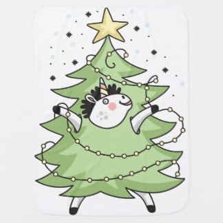 Cute Merry Christmas unicorn Baby Blanket