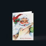 Cute Merry Christmas Vintage Santa Claus Holiday Card<br><div class="desc">Cute Christmas card with a vintage Santa Claus checking his list along with the greeting "Merry Christmas".  Use the template to add your custom message in red on the inside.  This non photo Christmas card is great for anyone who wants a holiday greeting card without pictures.</div>