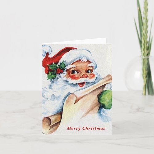 Cute Merry Christmas Vintage Santa Claus Holiday Card