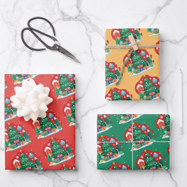 Cute Merry Christmas Wrapping Paper Sheets (Front)