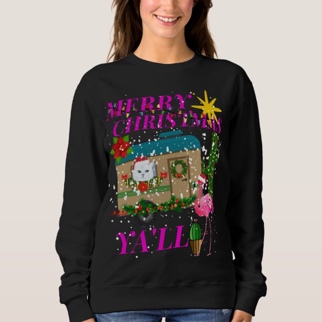Cute Merry Christmas Ya'll Southerners Sweatshirt (Front)