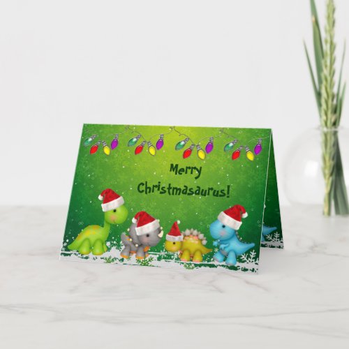 Cute Merry Christmasaurus Dinosaurs Christmas Card