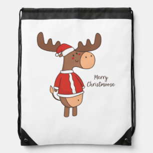 Cute “Merry Christmoose” Christmas Drawstring Bag