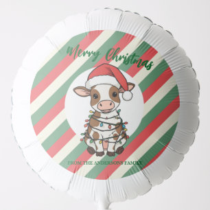 Cute merry Cow christmas tree calf ox Xmas pattern Balloon