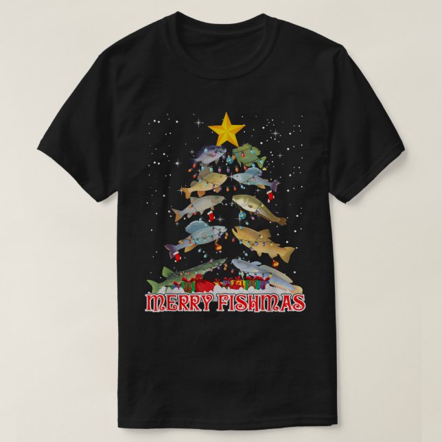 Cute Merry Fishmas For Father Men Grandfather Love T-Shirt (Design Front)