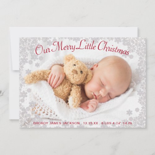 Cute Merry Little Christmas Holiday Photo Baby  Announcement