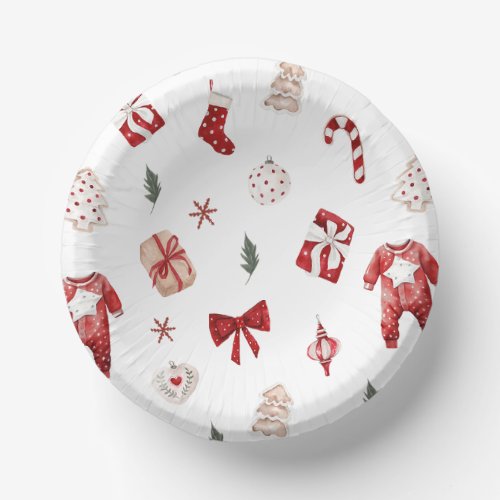 Cute Merry Little Red Winter Christmas Baby Shower Paper Bowls